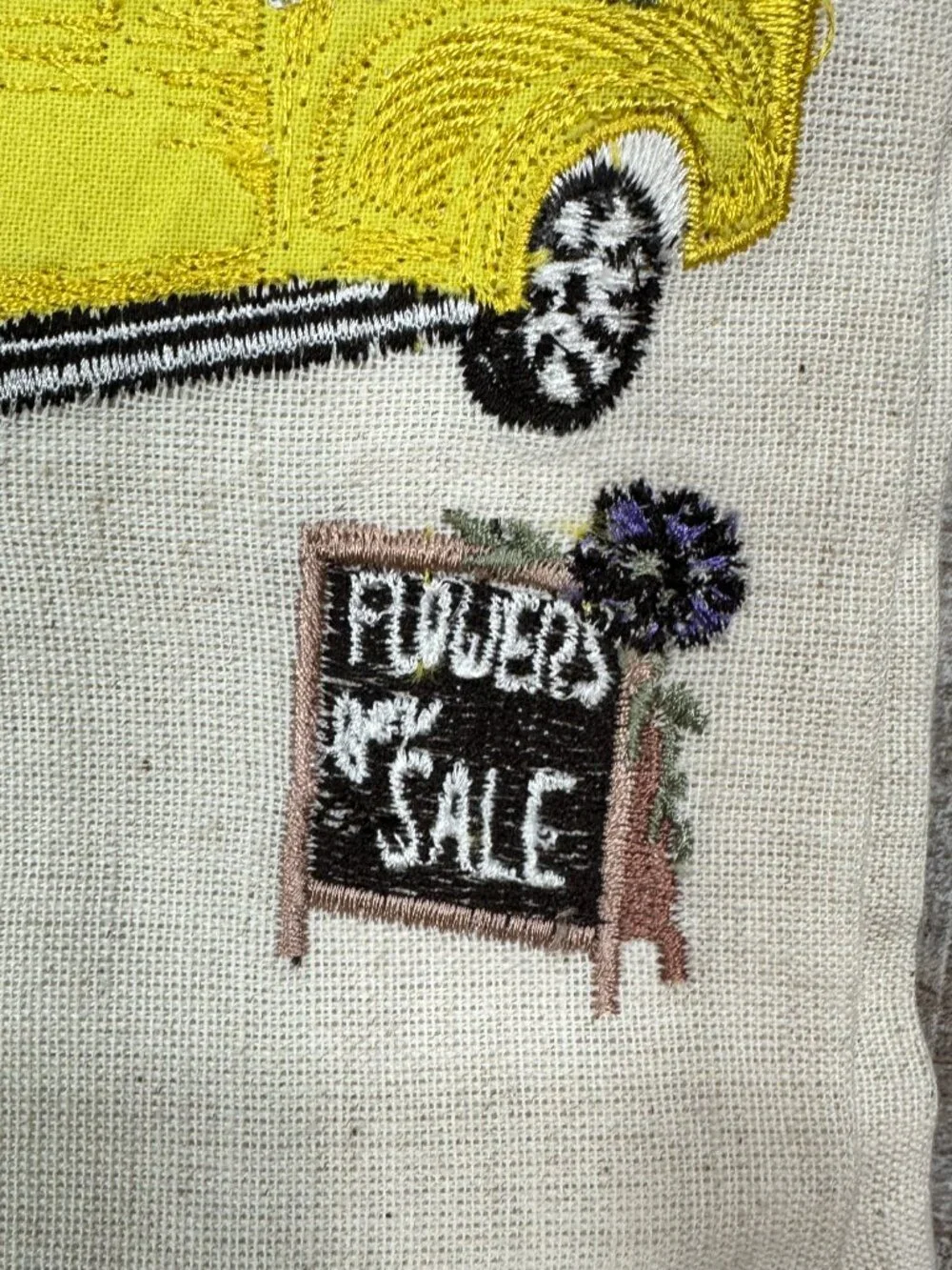 NWT Pier 1 Embroidered Tea Towel Check Trim Bunny Yellow Truck Flowers For Sale